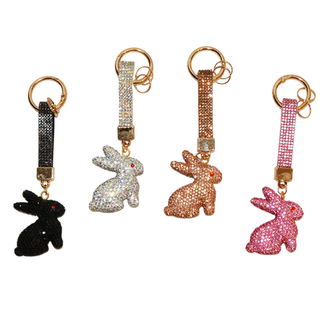Bunny Rhinestone Keychain with Strap
