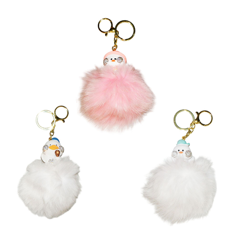 Duck Pom Pom Fur Keychain