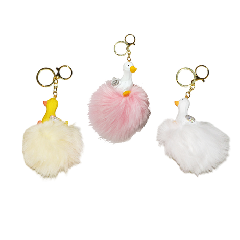Duck Pom Pom Fur Keychain