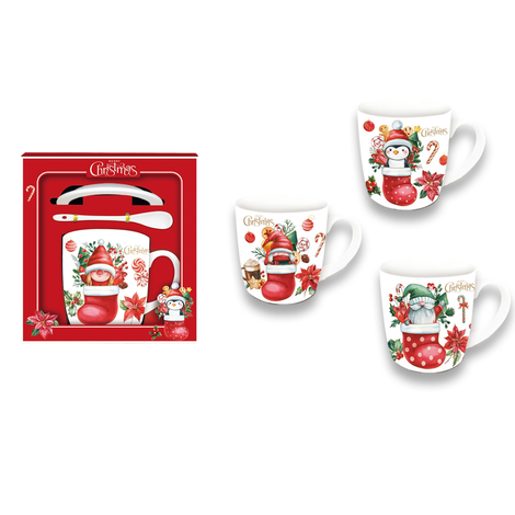 Christmas Mug and Saucer Gift Set 3pcs 8.5x9cm