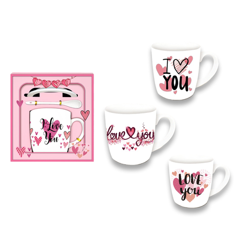 Love You Mug and Saucer Gift Set 3pcs 8.5x9cm 