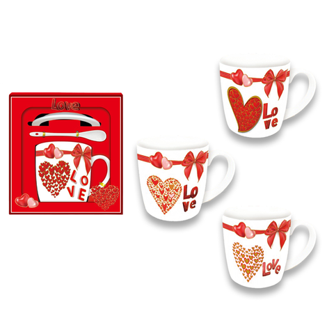 Love Hearts Mug Gift Set 3pcs 8.5x9cm 