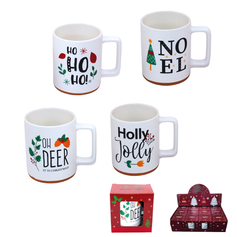 Christmas Mug with Playful Festive Messages 8x9cm