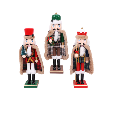 Wooden Nutcracker with Tartan Cape 25cm & 38cm