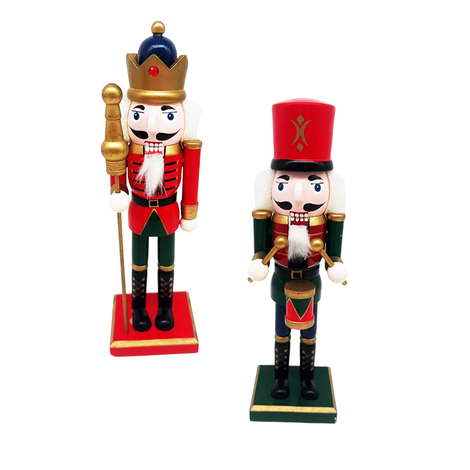 Wooden King & Drummer Nutcracker 25cm