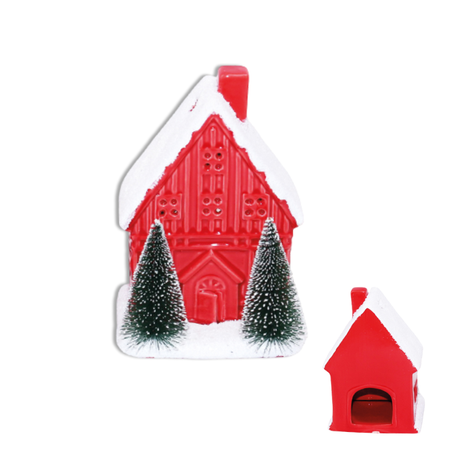 Christmas Candle House 16.5cm – Red