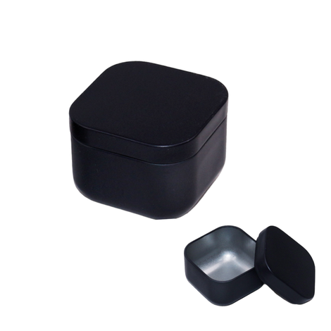 Black Square Metal Tin with Lid 5.5×4cm 