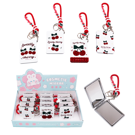 Rectangular Compact Mirror with Cherry Design