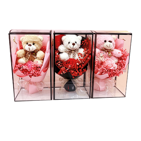 Gift Set with Teddy Bear & Bouquet – 3 Designs