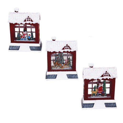 Christmas House Snow Lantern 19.6×15.3×7.5cm