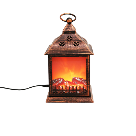 Light-Up Lantern Fireplace with Flame Effect