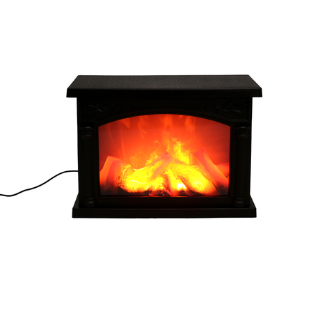 Light-Up Black Fireplace with Flame Effect