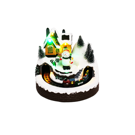 Light-Up Christmas Village with Snowman