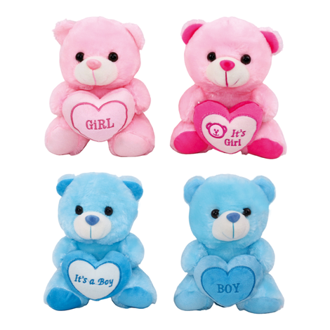 Baby Plush Teddy Bear 23cm – Pink & Blue