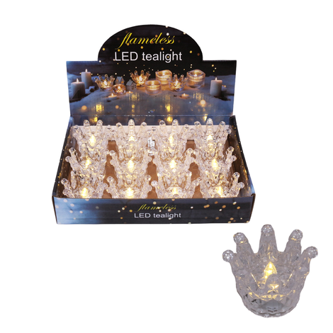 Clear Faceted Crown Light-Up Decoration 6.4×4.3cm