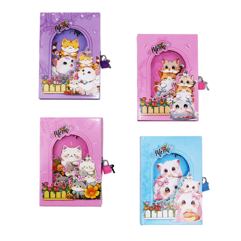 A5 Cats & Flowers Lockable Notebook 50 Pages