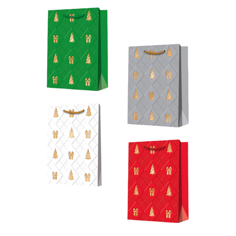 Christmas Paper Gift Bag with Gold Foil Details 