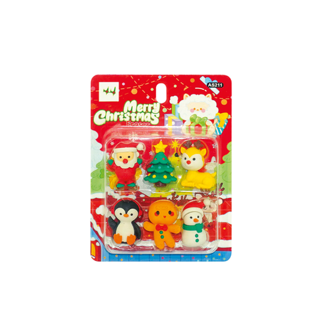 Set of 6 Christmas Character Erasers