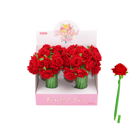 Red Rose-Shaped Pen