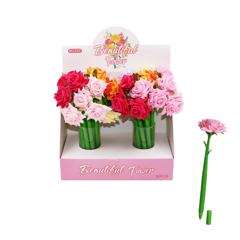 Colourful Rose Pen with Shimmering Finish