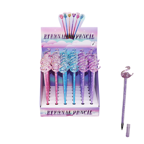 Glitter Everlasting Pencil with Swan Topper