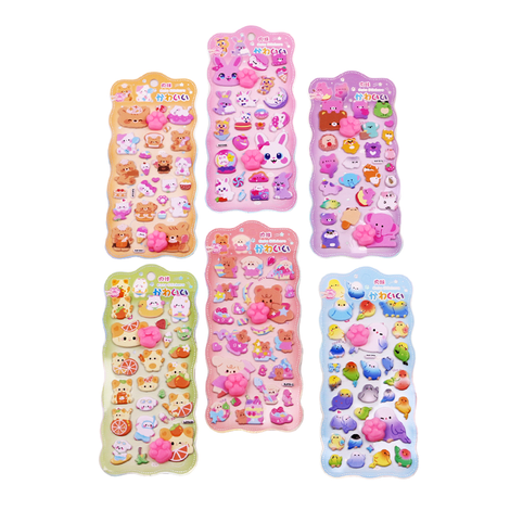 Cute Animal Puffy Sticker Sheets