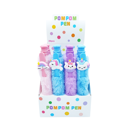 Oversized 27cm Fluffy Pen with Unicorn Designs