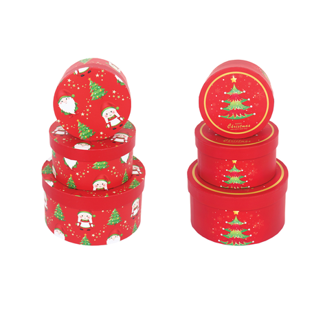 Set of 3 Round Christmas Gift Boxes