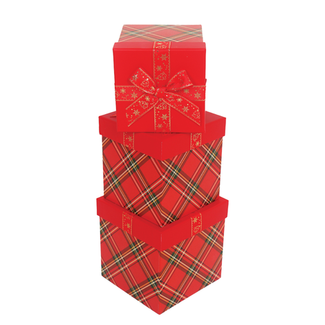 Tartan Christmas Gift Boxes Set of 3