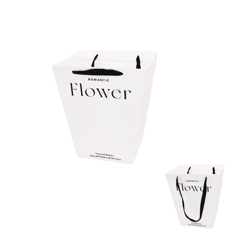 White Flower Bag with Ribbon Handles 34x29x24cm