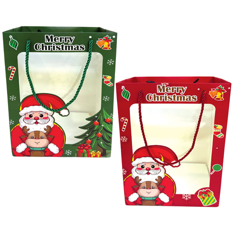 Christmas Paper Gift Bag with Clear Window