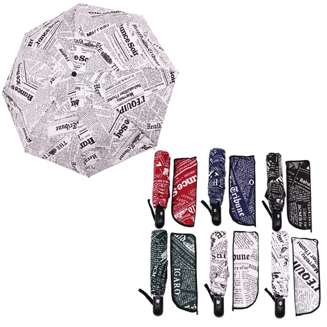 Folding Umbrella with Newspaper Print – 108cm Diameter