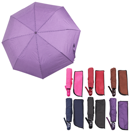 Folding Umbrella with Polka Dot Print – 108cm Diameter