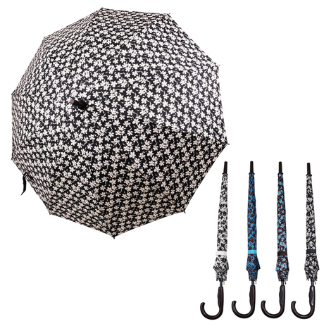 Stick Umbrella with Small Floral Print – 112cm Diameter