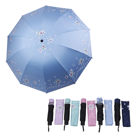 Folding Umbrella with Floral Border Print – 122cm Diameter