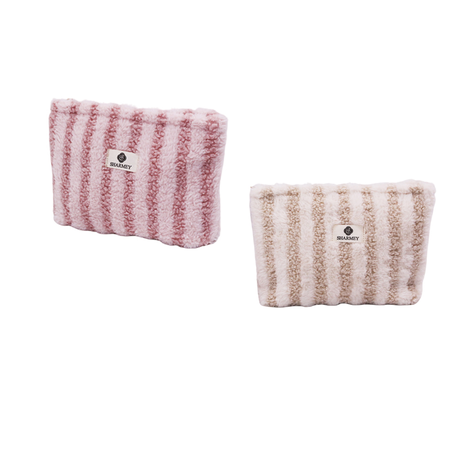 Striped Fur-Effect Cosmetic Bag in 2 Colours 28×18×7cm