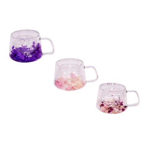 Pastel Floral Double-Wall Glass Mug 200ml