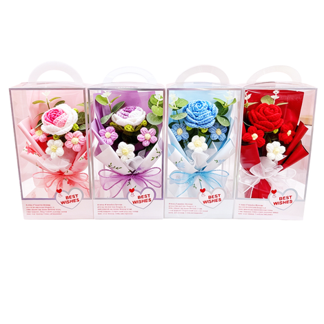 Gift Set with Knitted Bouquet – 4 Designs