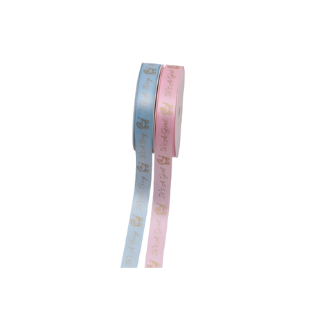 Gold-Foil Boy/Girl Satin Ribbon 1.5cm × 20Y