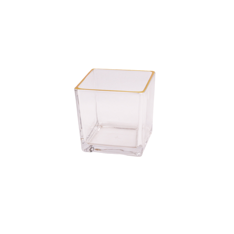 Square Glass Container with Gold Rim – 3 Sizes