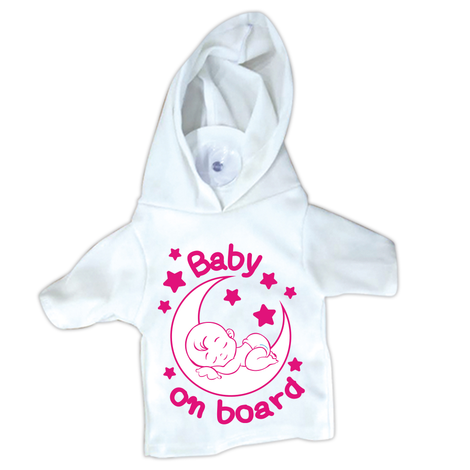 Baby on Board Suction Sign – Hoodie T-Shirt 17×15cm (Pink)