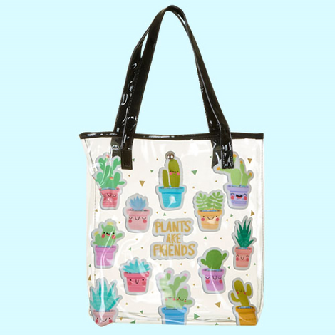 Transparent Shoulder Bag with Plant Design – 33x36x10cm