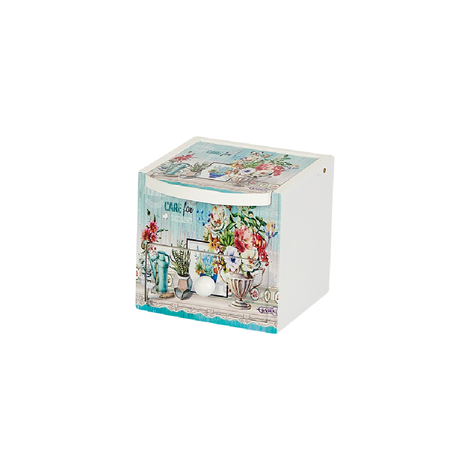 Wooden Jewelry Box with Mirror & Drawer – 7x7.3x8.2cm