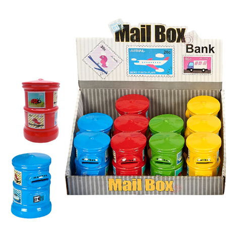Mailbox-Shaped Coin Bank in 4 Colors – Pack of 12 Pieces 